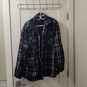 Cabin Fever Shacket, XL/TG, Black and White Checker